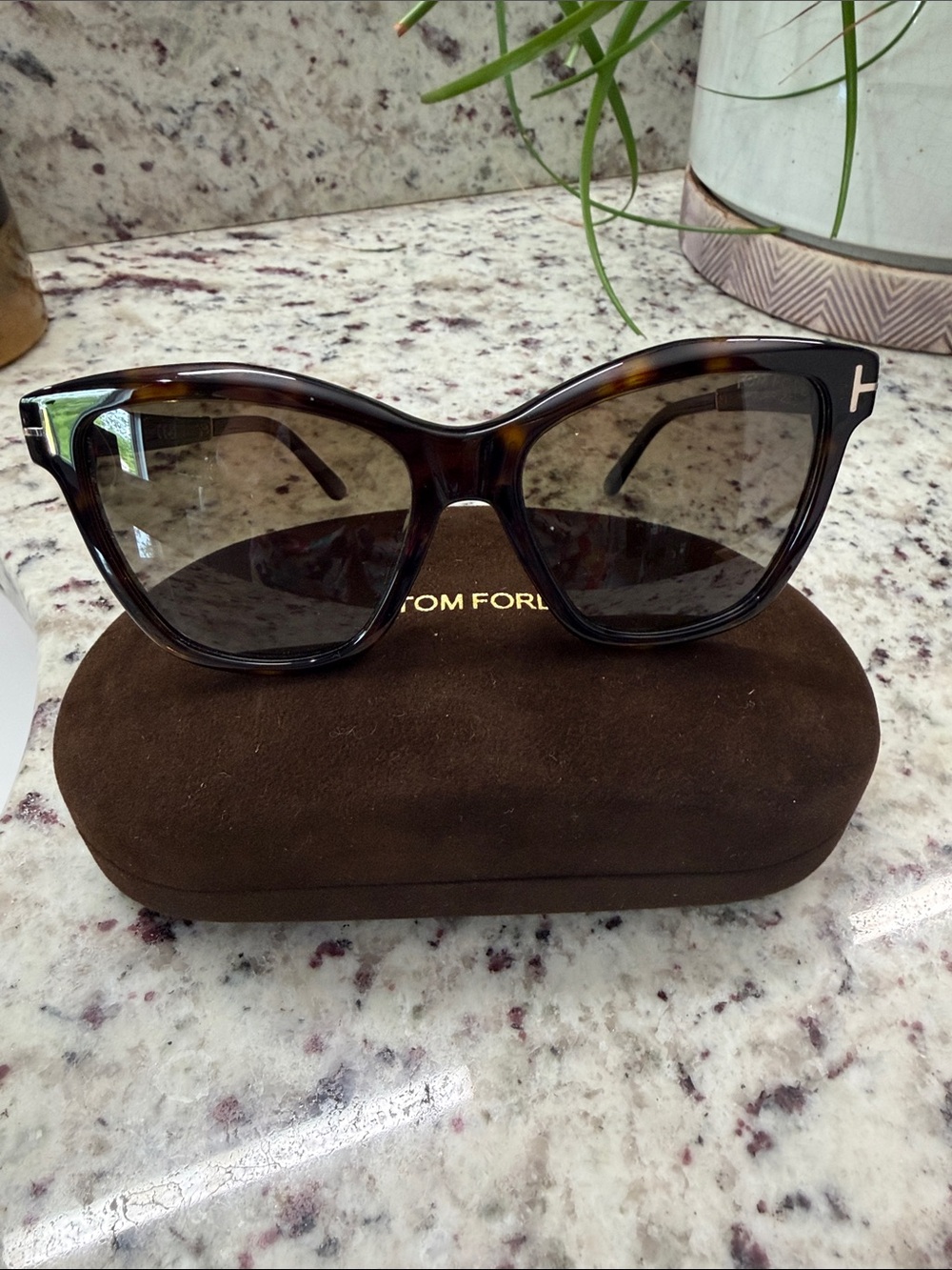 Tom Ford Tortoiseshell Cat-Eye Sunglasses - Brown Lenses